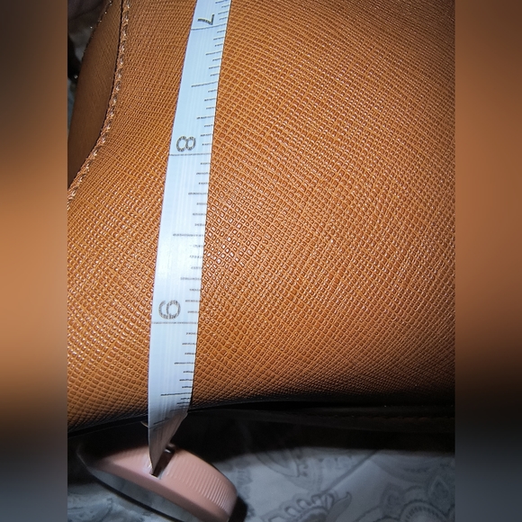 Michael Kors Medium Dome Signature Leather Dome X Crossbody Satchel in Camel - Picture 10 of 15